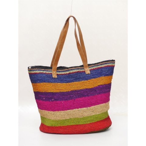 H&auml;kel Schultertasche Barrel 01 echt Raffiabast H&ouml;he 35 cm Breite 40 cm ovaler Boden