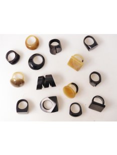 1 x Fingerringe stark reduziert echt Horn Farb- und Designmix gro&szlig;e Formen