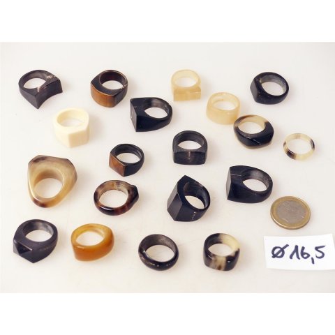 1 x Fingerringe stark reduziert echt Horn Farb- und Designmix kleine Formen 16,5