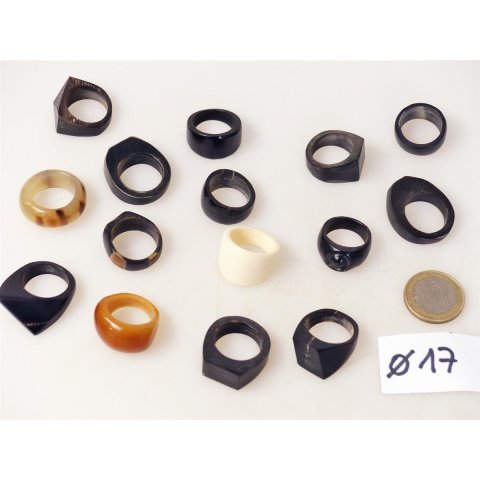 1 x Fingerringe stark reduziert echt Horn Farb- und Designmix kleine Formen 17,0