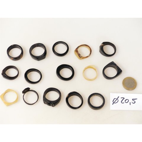 1 x Fingerringe stark reduziert echt Horn Farb- und Designmix kleine Formen 20,5