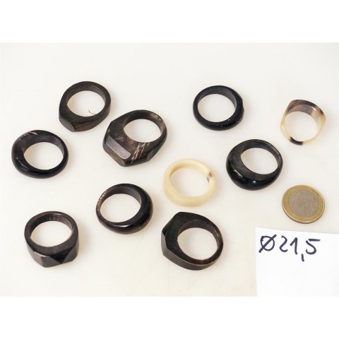 1 x Fingerringe stark reduziert echt Horn Farb- und Designmix kleine Formen 21,5
