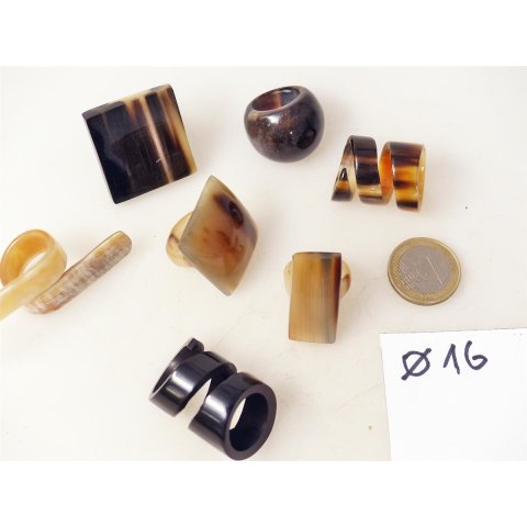 1 x Fingerringe stark reduziert echt Horn Farb- und Designmix gro&szlig;e Formen 16,0