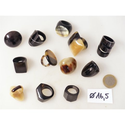 1 x Fingerringe stark reduziert echt Horn Farb- und Designmix gro&szlig;e Formen 16,5
