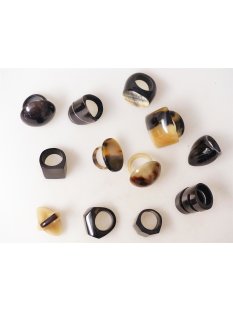 1 x Fingerringe stark reduziert echt Horn Farb- und Designmix gro&szlig;e Formen 16,5