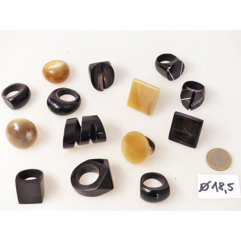 1 x Fingerringe stark reduziert echt Horn Farb- und Designmix gro&szlig;e Formen 18,5