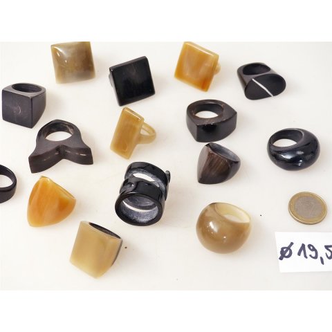 1 x Fingerringe stark reduziert echt Horn Farb- und Designmix gro&szlig;e Formen 19,5