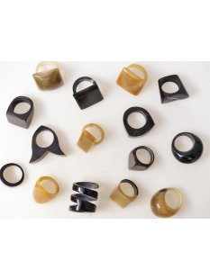 1 x Fingerringe stark reduziert echt Horn Farb- und Designmix gro&szlig;e Formen 19,5