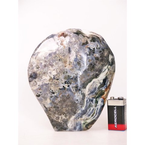 JaS45 Skulptur Freeform polychromer Madagaskar Jaspis 15 cm 865 g