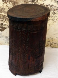 AF19 Betsileo Blocktruhe No.4 mit Deckel Vorratsr&ouml;hre Nahrungsmittelfa&szlig; 80 cm 1970