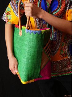 Raffia Bast Raphia Korb Rhombus 48 cm = Code J/orange