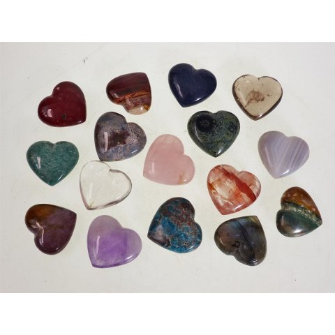 5 St&uuml;ck Handschmeichler Trommelstein Herzform Madagaskar Edelsteine D: 35-40 mm poliert Heilstein Edelstein getrommelt