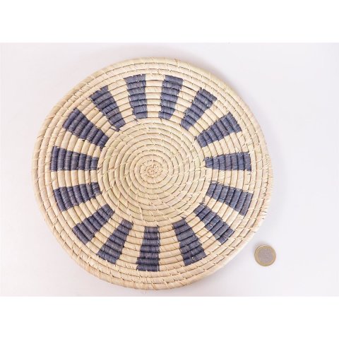 Sahafa Raphia Flachschale Wanddeko geometrisches Sonnensymbol grau D: 30 cm = Code E