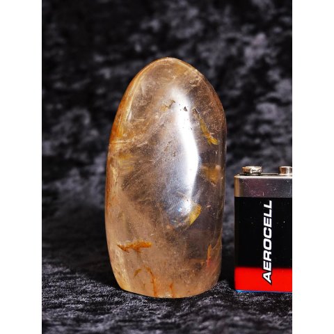 BKSH81 Bergkristall mit Includien Einschl&uuml;ssen Madagaskar Freeform Skulptur 9,0 cm 290 g