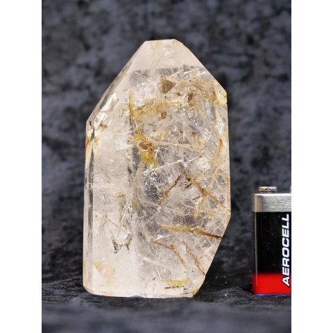 BKSH96 Bergkristall mit Includien Rutil Quarz Madagaskar Naturform poliert 12 cm 630 g