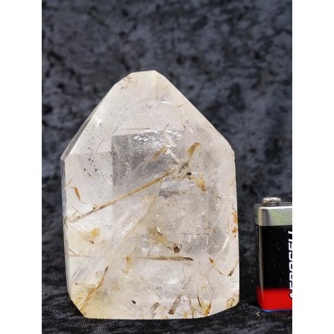 BKSH97 Bergkristall mit Includien Rutil Quarz Madagaskar Naturform poliert 11 cm 783 g