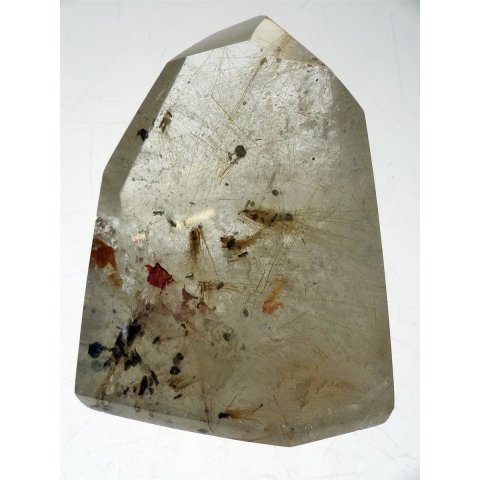 BKSH104 Bergkristall mit Includien Rutil Quarz Madagaskar Naturform poliert 8 cm 325 g