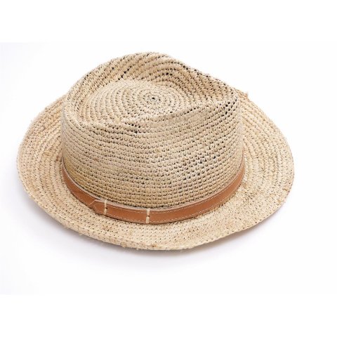 Herrenhut Strohhut Karsten aus geh&auml;kelter Raphia naturfarben D: 30 cm = Code E