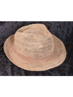 Herrenhut Strohhut Karsten aus geh&auml;kelter Raphia naturfarben D: 30 cm = Code E