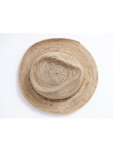 Herrenhut Strohhut Karsten aus geh&auml;kelter Raphia naturfarben D: 30 cm = Code E