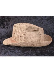 Herrenhut Strohhut Karsten aus geh&auml;kelter Raphia naturfarben D: 30 cm = Code E