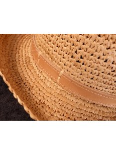 Herrenhut Strohhut Karsten aus geh&auml;kelter Raphia naturfarben D: 30 cm = Code E