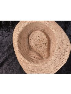 Herrenhut Strohhut Karsten aus geh&auml;kelter Raphia naturfarben D: 30 cm = Code E
