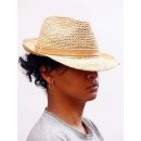 Herrenhut Strohhut Karsten aus geh&auml;kelter Raphia naturfarben D: 30 cm = Code E