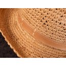 Herrenhut Strohhut Karsten aus geh&auml;kelter Raphia naturfarben D: 30 cm = Code E