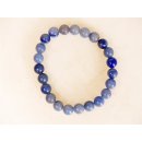 Perlen Edelstein Armband Blauquarz 8 mm Gummizug