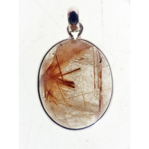 Anh&auml;nger 02 Rutilquarz Kristall Goldrutil mit 925 Silberfassung 30 x 25 mm Madagaskar