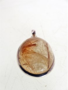 Anh&auml;nger 02 Rutilquarz Kristall Goldrutil mit 925...