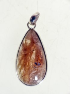 Anh&auml;nger 03 Rutilquarz Kristall Goldrutil mit 925...