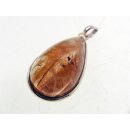 Anh&auml;nger 03 Rutilquarz Kristall Goldrutil mit 925 Silberfassung 37 x 20 mm Madagaskar