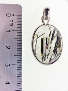 Anh&auml;nger 05 Rutilquarz Kristall Turmalinrutil mit 925 Silberfassung 25 x 17 mm Madagaskar