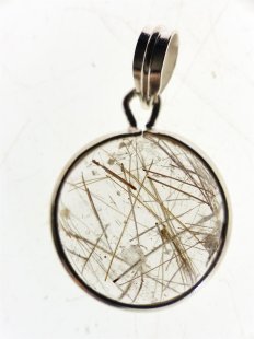 Anh&auml;nger 06 Rutilquarz Kristall Goldrutil mit 925...