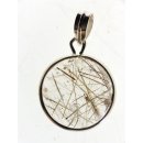 Anh&auml;nger 06 Rutilquarz Kristall Goldrutil mit 925 Silberfassung D: 22 mm Madagaskar