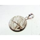 Anh&auml;nger 06 Rutilquarz Kristall Goldrutil mit 925 Silberfassung D: 22 mm Madagaskar