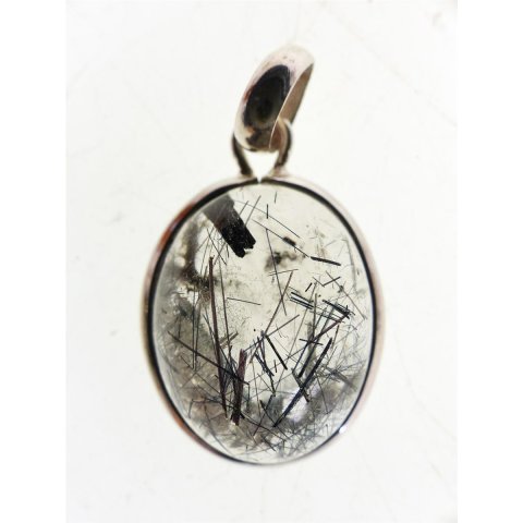 Anh&auml;nger 08 Rutilquarz Kristall Turmalinrutil mit 925 Silberfassung 25 x 20 mm Madagaskar