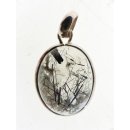 Anh&auml;nger 08 Rutilquarz Kristall Turmalinrutil mit 925 Silberfassung 25 x 20 mm Madagaskar