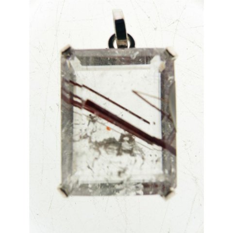 Anh&auml;nger 11 Rutilquarz Kristall Gold + Titanrutil mit 925 Silberfassung 20 x 15 mm Madagaskar