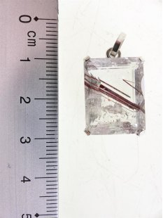 Anh&auml;nger 11 Rutilquarz Kristall Gold + Titanrutil mit 925 Silberfassung 20 x 15 mm Madagaskar