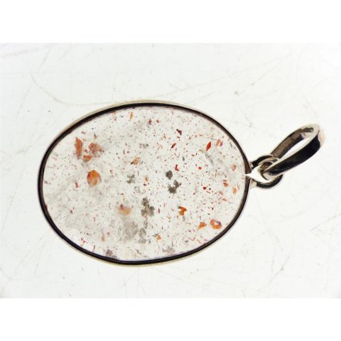 Anh&auml;nger 12 Rutilquarz Kristall Gold + Titanrutil mit 925 Silberfassung 25 x 17 mm Madagaskar