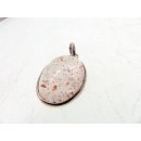 Anh&auml;nger 12 Rutilquarz Kristall Gold + Titanrutil mit 925 Silberfassung 25 x 17 mm Madagaskar