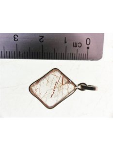 Anh&auml;nger 13 Rutilquarz Kristall Gold + Titanrutil mit 925 Silberfassung 20 x 15 mm Madagaskar