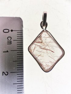 Anh&auml;nger 13 Rutilquarz Kristall Gold + Titanrutil mit 925 Silberfassung 20 x 15 mm Madagaskar