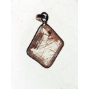 Anh&auml;nger 13 Rutilquarz Kristall Gold + Titanrutil mit 925 Silberfassung 20 x 15 mm Madagaskar