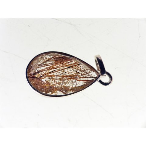 Anh&auml;nger 18 Rutilquarz Kristall Titanrutil mit 925 Silberfassung 15 x 17 mm Madagaskar