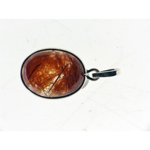 Anh&auml;nger 19 Rutilquarz Kristall Titanrutil mit 925 Silberfassung 15 x 20 mm Madagaskar