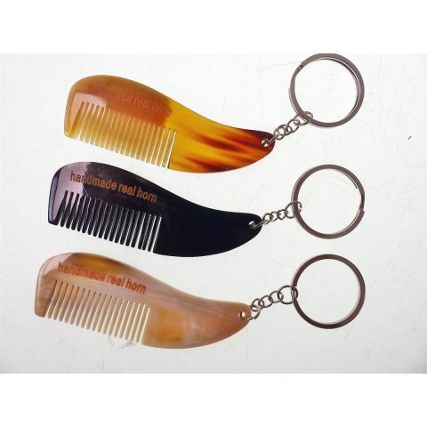 1 x Hornkamm als Schl&uuml;sselanh&auml;nger 8 cm  fein = Code B